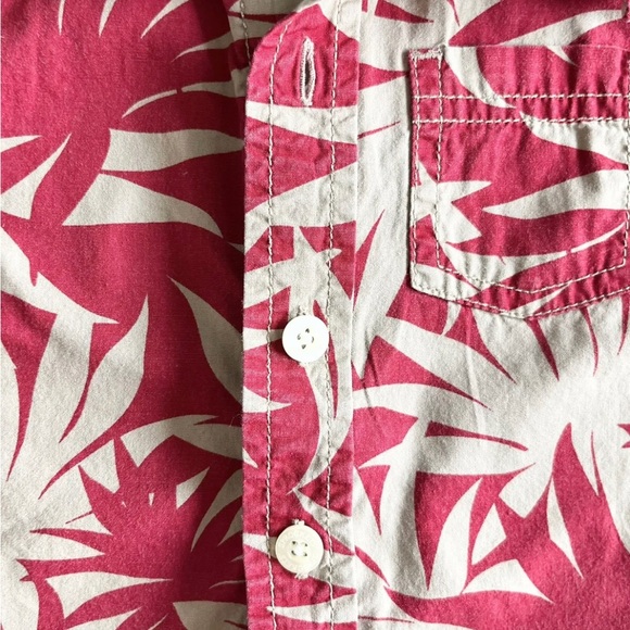 Sprockets 12M Hawaiian Shirt Tan Red Tropical Button Down Collared 100% Cotton - Picture 2 of 7